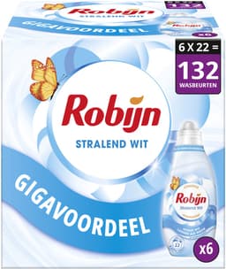 Robijn - Vloeibaar Wasmiddel - Klein & Krachtig - Stralend Wit - 6 flessen - 132 wasbeurten — thumbnail 1