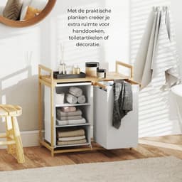 Wasmand met waszak - Opbergrek bamboe - Kast - Badkamerkast - 70x36x70 cm — thumbnail 2