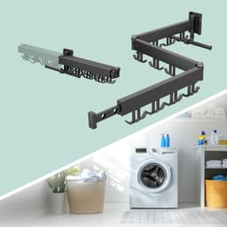 wanddroogrek inklapbaar - draaibaar - met accessoires - zwart — thumbnail 3