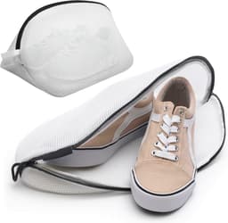 Schoenenwaszak 24 x 42 cm – Witte Waszak met Rits | Beschermt Schoenen & Wasmachine | Polyester Gaas | Herbruikbare Waszak voor Sneakers, Slippers & Accessoires — thumbnail 1