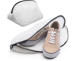 Schoenenwaszak 24 x 42 cm – Witte Waszak met Rits | Beschermt Schoenen & Wasmachine | Polyester Gaas | Herbruikbare Waszak voor Sneakers, Slippers & Accessoires