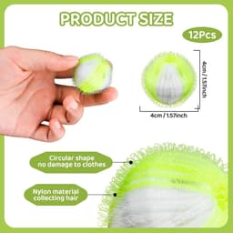 ECTEATOY® 12-pack - Wasballen voor wasmachine - 5 cm diameter - Verwijdert haar en vlekken - Anti-pluis - Wasbollen - Anti haar - Ook geschikt voor dierenharen - Blauw — thumbnail 4