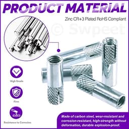 12 Stuks 3/8 Inch Gekartelde Drop-in Ankers van Premium Verzinkt Koolstofstaal voor Beton — thumbnail 5