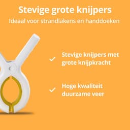 Ecorare - Handdoek Knijpers - Anti-slip rubbers - Set van 3 grote knijpers - Geel witte Strandlaken knijpers — thumbnail 2