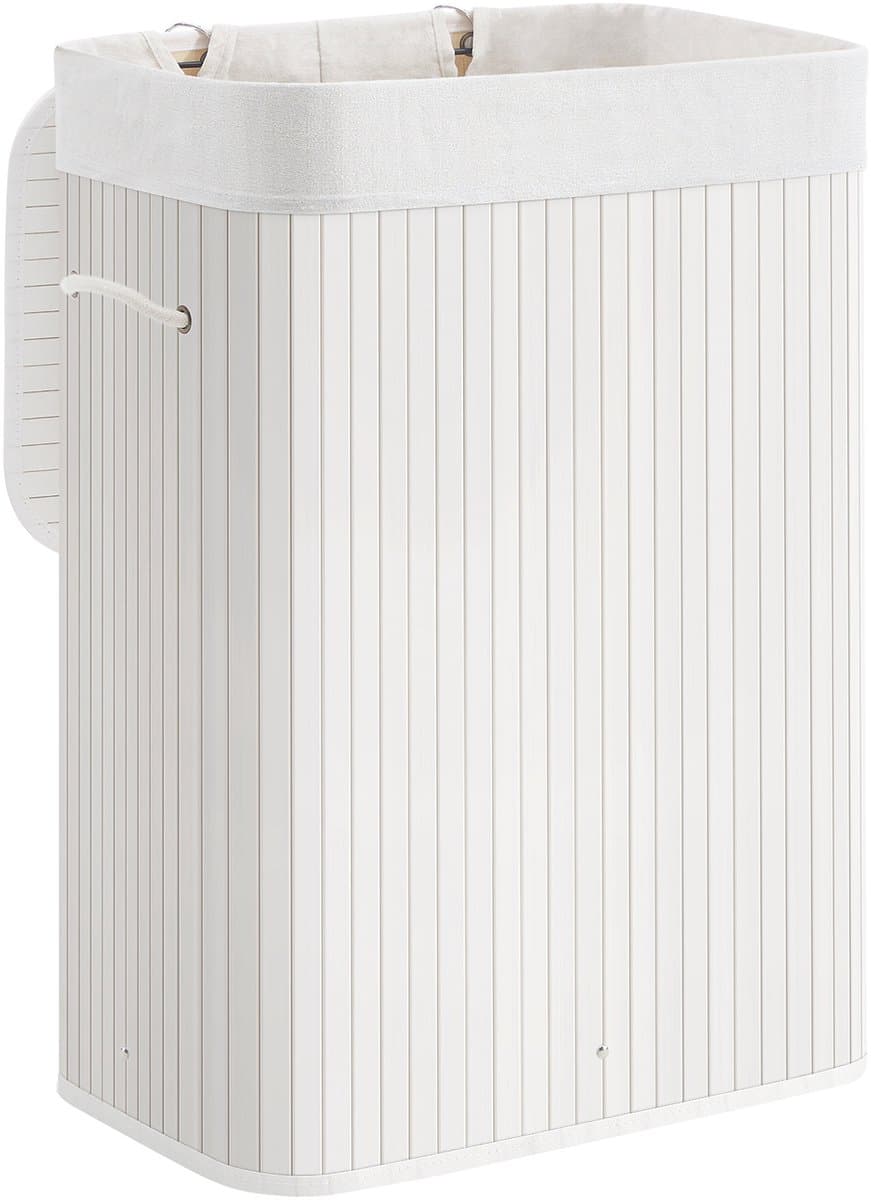 Wasmand - Bamboe Wasmand - Kledingmand - Wasopberger - Inklapbare Wasmand - Rieten Wasmand - Wit - 40 x 30 x 60 cm — afbeelding 1