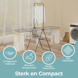 STAUS&BACH Droogrek met stang 25.99m - Inklapbaar Wasrek - Staal - Mat zwart - Aeriq Flex — thumbnail 3