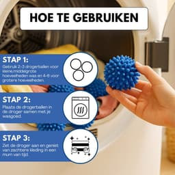 Boncy® Drogerballen - 6 Stuks Blauw - Droogballen voor Wasdrogers - Energiebesparend & Duurzaam Cadeau - Wasdrogerballen - Wasballen voor Wasdroger Droogtrommel - Dryer Balls Wol Droger Ballen - Wasmachine Wasbol Wasbollen — thumbnail 2
