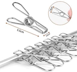 OUYLAF Wasknijpers - roestvrijstalen wasknijpers - wasrek - droogrek - voor Waslijn, Kleding Sok Hanger, Keuken, Kantoor - 60pcs — thumbnail 2