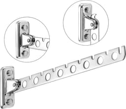 Aan de Muur Bevestigd Kledingrek - Set van 2 - Droogrek - RVS - Opvouwbaar - Ruimtebesparend - voor Balkon, Wasserij, Badkamer, Patio - 30*3.5*8.2CM - Zilver — thumbnail 2