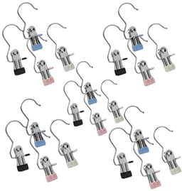 20 stuks wasknijpers - roestvrijstalen wasknijpers - wasknijpers met haken - haken met drievoudige clips - naadloze opbergruimte voor kleding - wasknijpers voor het drogen van kleding, sokken en mutsen - veelkleurig. — thumbnail 1