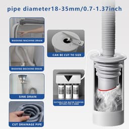 Afvoerplug wasmachine - Rfdichtring - toepasbare buisbinnendiameter 45-50 mm - Aftapplug - Rioolafdichtingen - Afvoerplug afdekking vloer - afvoerbuis afdichting - anti-geur afvoerafdichting - met deksel - voor thuis, keuken en badkamer - grijs — thumbnail 2