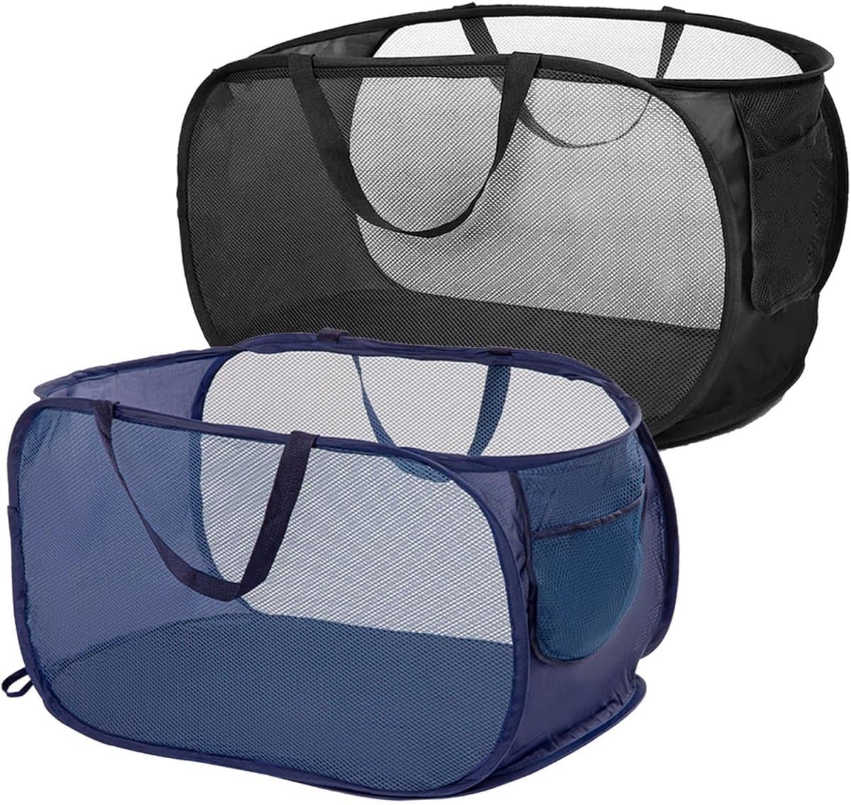 EXCITAT 2 stuks - Opvouwbare wasmand - Opvouwbaar - Wasmand met rooster - Geschikt voor kleine appartementen, slaapzalen, hotels, campings - 58*36*36cm — afbeelding 1
