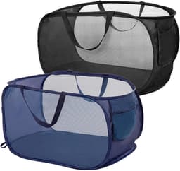 EXCITAT 2 stuks - Opvouwbare wasmand - Opvouwbaar - Wasmand met rooster - Geschikt voor kleine appartementen, slaapzalen, hotels, campings - 58*36*36cm — thumbnail 1