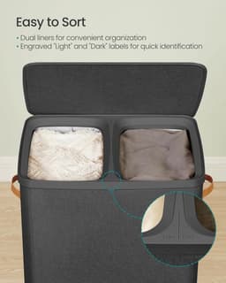 SONGMICS Wasmand met twee compartimenten - 170 liter - hoogte 75 cm - uitneembare binnenzakken - LCB813B01 — thumbnail 3