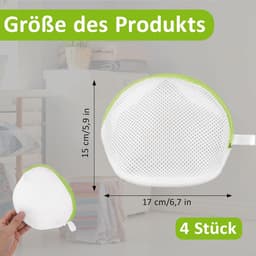 BH-wasnet - 4-delig BH-wasnet met rits - halfronde waszak van gaas - grasgroen — thumbnail 3