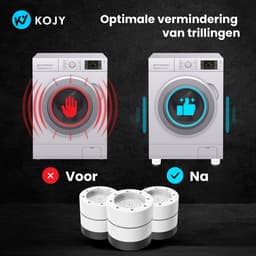 KOJY Wasmachine Trillingsdempers - Verhoger - 8 Stuks - Stapelbaar - Zwart/Wit - voor Wasmachine en Wasdroger — thumbnail 5