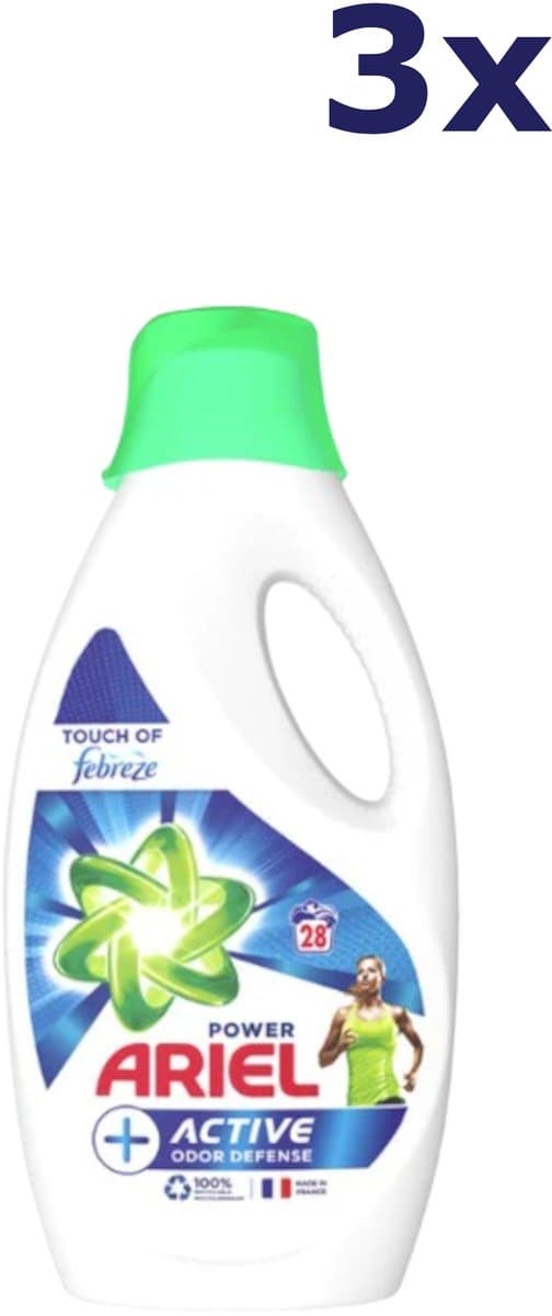 Ariel Vloeibaar Wasmiddel +Actieve Odor Defense - Vleugje Ambi Pur / Fébreze - 3 x 28 Wasbeurten - Voordeelverpakking — afbeelding 1
