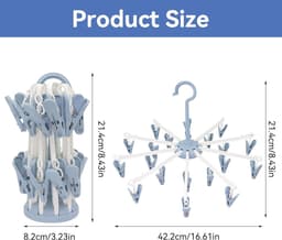 Sokkendroger (2-pack), opvouwbare mini-rotatiedroger, kampeerdroger, kan worden gebruikt voor het ophangen van sokken, ondergoed, babykleding en kleding voor huisdieren (blauw) — thumbnail 3