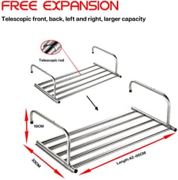 Uitschuifbaar Droogrek - RVS - Hangmodel - Voor balkon, radiator & muur - Binnen & Buiten - 42-66 cm — thumbnail 2