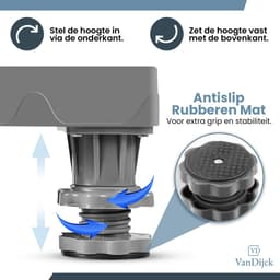 VanDijck Wasmachine Verhoger - 4 Poten - Verstelbaar 40-67 cm - Max 200 kg — thumbnail 2