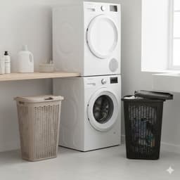 Wasmand Ventilation - met deksel - 2x stuks - zwart en beige - 50 liter - 61 x 43 cm — thumbnail 3