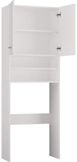 Wasmachinekast voor Badkamer en Wasruimte - Ruimtebesparende Hoge Kast (Wit) — thumbnail 4