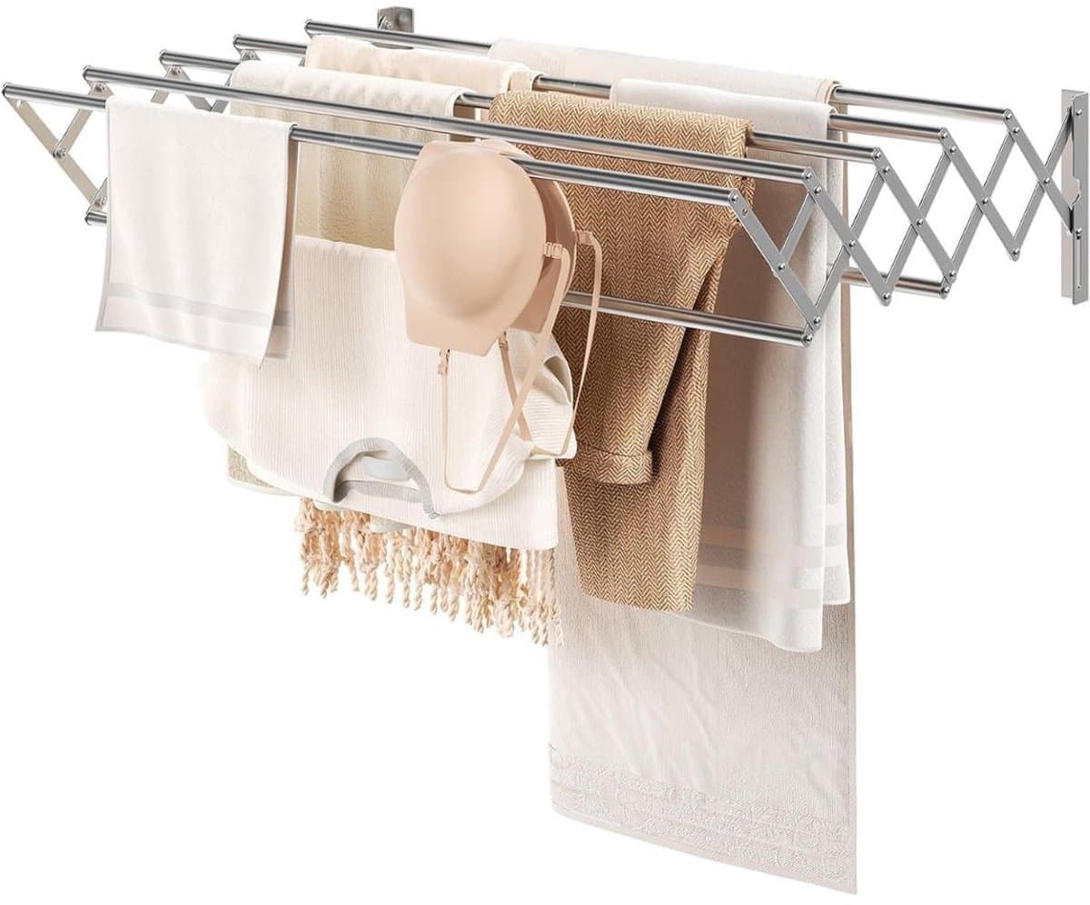 White-Label® Wanddroogrek - Droogrek Inklapbaar - Wasrek - Droogtoren - Droogrekken - Zilver — afbeelding 1