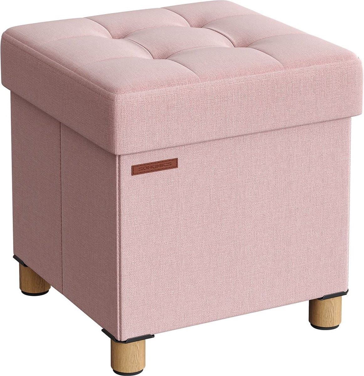 Opvouwbare opbergbank 38 x 38 x 40 cm met opbergruimte pastelroze — afbeelding 1