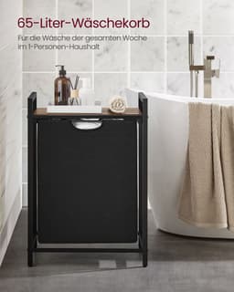 Vasagle - Wasmand met plank - 65 liter - 50 x 33 x 72 cm - in vintage bruin-zwart — thumbnail 4