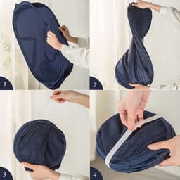 Opvouwbare wasmand, wasverzamelaar, opbergmand, 4 stuks mesh-manden, inklapbaar, lichte draagbare grote containers, opslag met handgreep, zijvak voor wasgoed, speelgoed (donkerblauw) — thumbnail 2