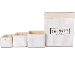 Multifunctionele Bamboe Wasmand 37L en Opbergmand Set- Assortiment | Ideaal voor Wassen, en Speelgoedopslag | Organiseren – Kinderkamer / Babykamer / Badkamer
