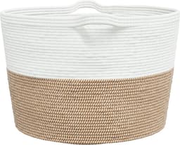 vidaXL - Wasmand - Ø - 60x36 - cm - katoen - bruin - en - wit — thumbnail 4