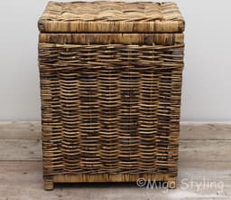 MigoStyling - Wasmand - Rechthoek - Rotan - Riet - Brown - Met deksel - Uitneembare waszak — thumbnail 2
