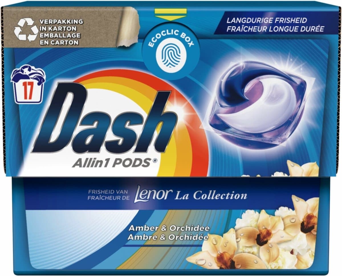 Dash All in 1 Pods Lenor Amber & Orchidee - 17 Wasbeurten — afbeelding 1