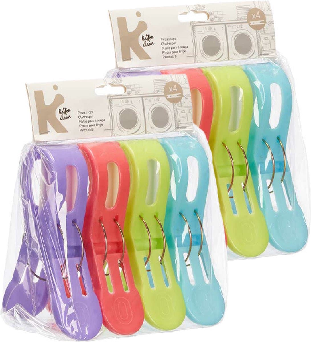 Arte R Handdoekknijpers XL - 8x - kleurenmix - kunststof - 15 cm - wasknijpers — afbeelding 1