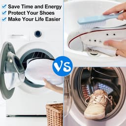2 Lazy Shoe Washing Bags - Waszakken - Machinewasbare schoenwaszakken - Schoenwasartefacten - Beschermende schoenwasnetzakken - Geschikt voor sportschoenen, sportschoenen, tennisschoenen, pantoffels - Klein formaat 33*23*23cm - Wit" — thumbnail 2