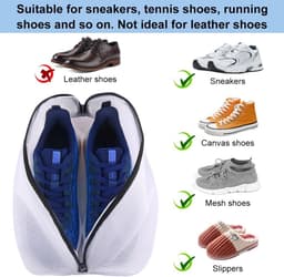 2 Lazy Shoe Washing Bags - Waszakken - Machinewasbare schoenwaszakken - Schoenwasartefacten - Beschermende schoenwasnetzakken - Geschikt voor sportschoenen, sportschoenen, tennisschoenen, pantoffels - Klein formaat 33*23*23cm - Wit" — thumbnail 3
