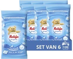 Robijn - Droogtrommeldoekjes - Morgenfris - beschermen kleuren en stoffen en helpen tegen statische kleding - 6 x 20 stuks — afbeelding 1