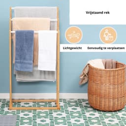 Handdoekenrek badkamer - Badkamer accessoires - Badkamerrek - Handdoekhouder - Droogrek - 48 cm x 25,8 cm x 94 cm — thumbnail 5
