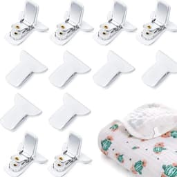 Quilted Dekbed Clips - Laken Clips - Dekbedclips - 12stuks - voor lakens - Dekbed Klemmen - Dekbedovertrek Clips - Stevige Dekbed clips - Dekbedklemmen - Bedlaken Clips - Stevige Dekbedclips - wit - Clips voor Dekbedden en Lakens — thumbnail 1