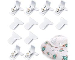 Quilted Dekbed Clips - Laken Clips - Dekbedclips - 12stuks - voor lakens - Dekbed Klemmen - Dekbedovertrek Clips - Stevige Dekbed clips - Dekbedklemmen - Bedlaken Clips - Stevige Dekbedclips - wit - Clips voor Dekbedden en Lakens