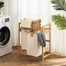 Wasmand Met Twee Vakken - Stijlvolle Laundry Basket - Praktisch En Compact Voor Organisatie In Huis — thumbnail 5