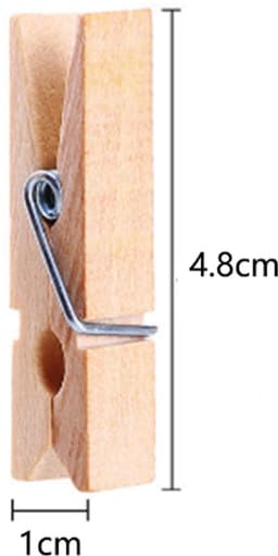 100 STUKS - Mini knijpers - 4.8 cm - Met 1 rol henneptouw (100m) - Houten clips voor fotos - Decoratie Clips - Fotohouder - Knijpers - Wasknijpers - Houtkleur — thumbnail 2