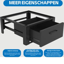 Wasmachine Verhoger met Lade - Wasmachine Sokkel - Verhoging Wasmachine - Praktisch - Stevig - Zwart — thumbnail 5