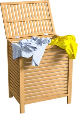 Casaria Wasmand - met Deksel 70L Wasbox met Uitneembare Waszak - Bamboe — thumbnail 5