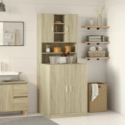 Wasmachine ombouw - Kast - Opbouwmeubel - Verhoger - Wasmachine meubel - Opbergkast - Hout - Sonoma Eiken — thumbnail 2