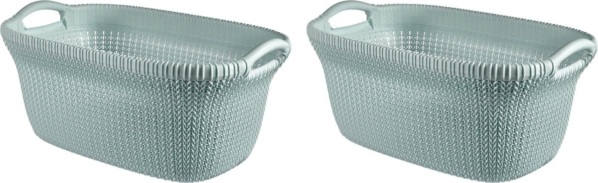 Curver Knit Wasmand - 40 l - set van 2 - Misty Blue — afbeelding 1
