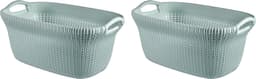 Curver Knit Wasmand - 40 l - set van 2 - Misty Blue — thumbnail 1