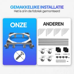 Olvy Home - Wasmachine Verhoger met Wielen - Wasmachine Opbouwmeubel - Wasmachine Sokkel - Kast - Tot 300 KG - Ook voor Droger, Koelkast, Vaatwasser en Vriezer — thumbnail 2