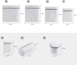 Waszakken - 7-pack waszakken met rits - Mesh waszakken voor wasmachines - Fijne mesh en grote mesh herbruikbare waszakken - voor delicate shirts, sokken, ondergoed, bh's, lingerie, babykleding - Ritssluiting in grove mesh-kleur van 70 g — thumbnail 2